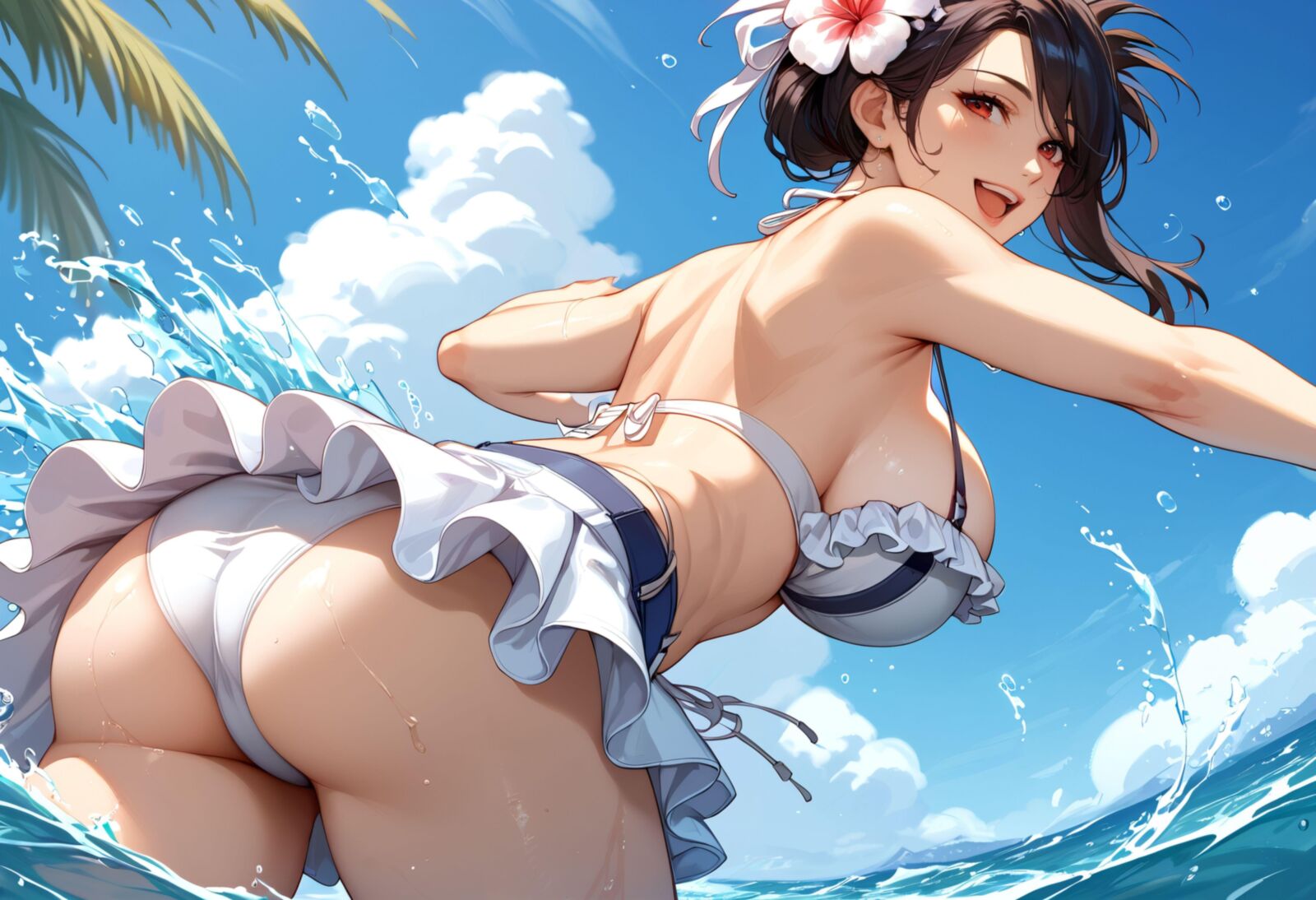 final fantasy tifa on the beach bikini and fucked