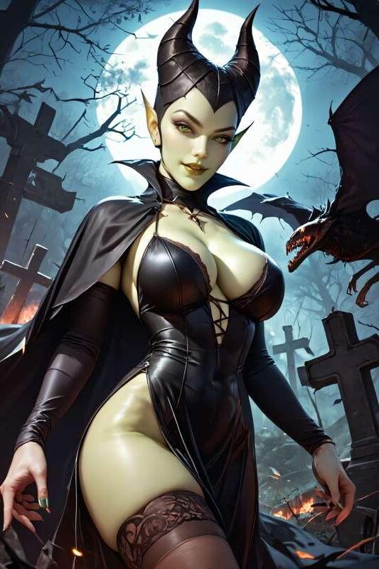 villainess Maleficent is horny woman