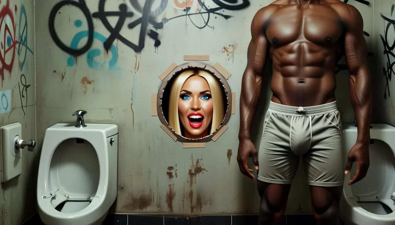 Ai Gloryhole en el baño de hombres en el Centro de Refugiados