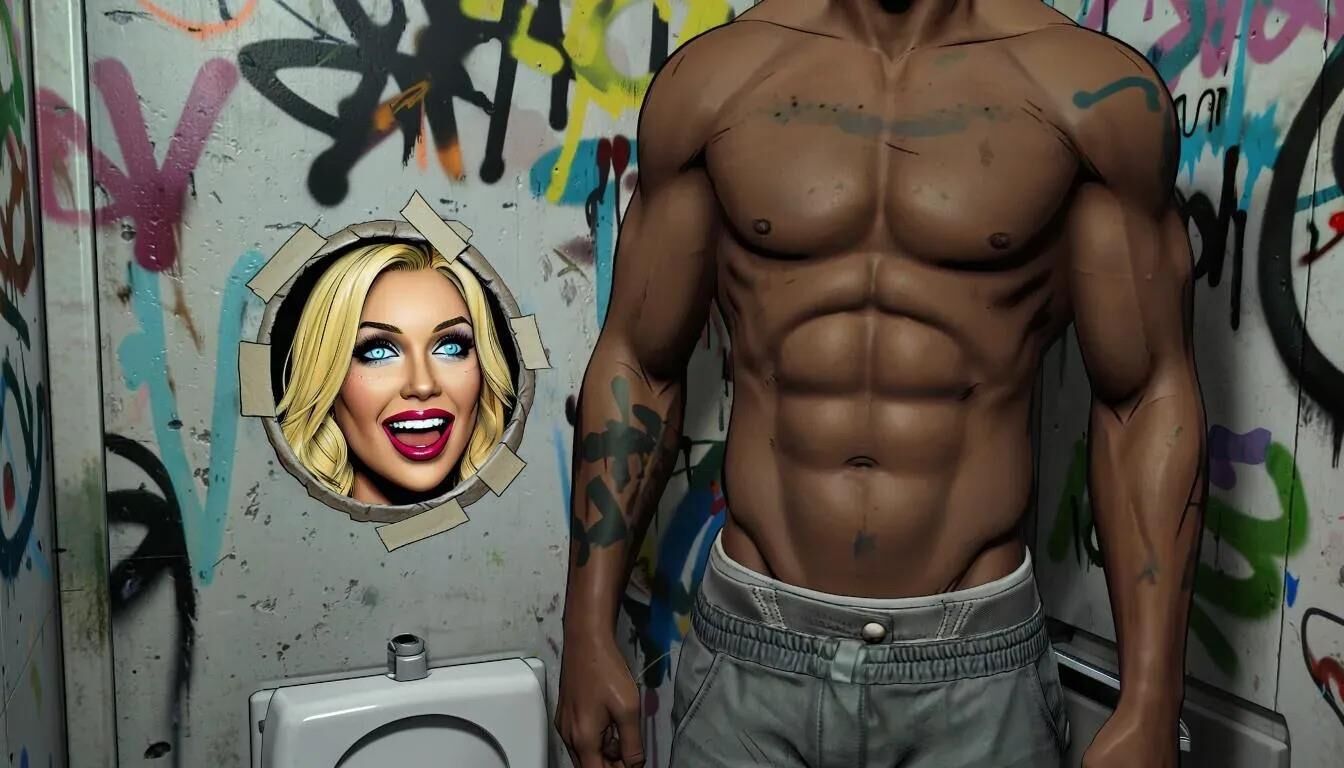 Ai Gloryhole en el baño de hombres en el Centro de Refugiados