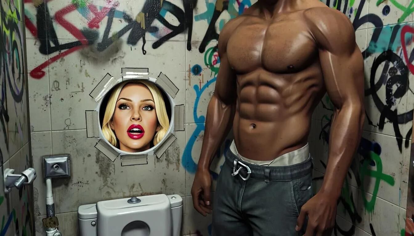 Ai Gloryhole en el baño de hombres en el Centro de Refugiados