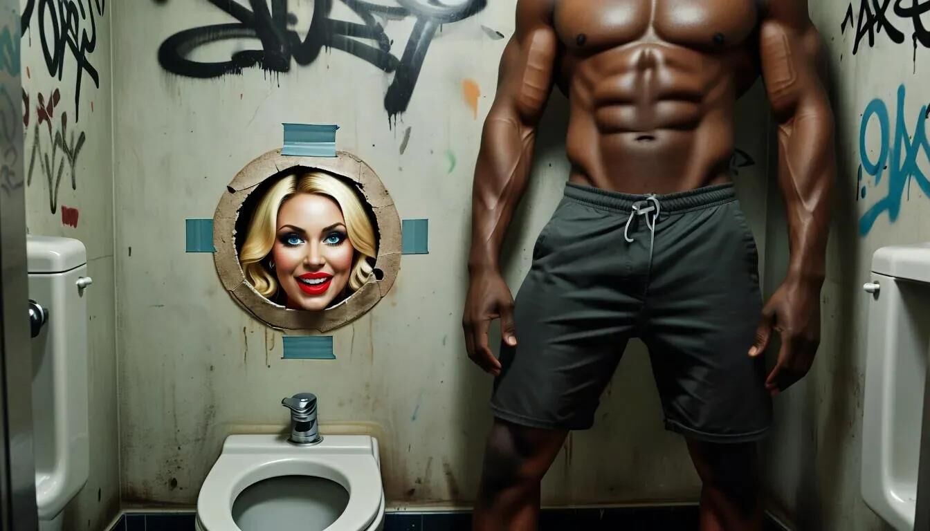 Ai Gloryhole en el baño de hombres en el Centro de Refugiados