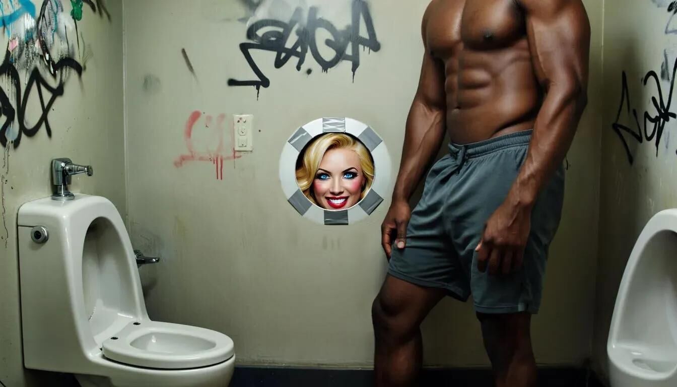 Ai Gloryhole en el baño de hombres en el Centro de Refugiados
