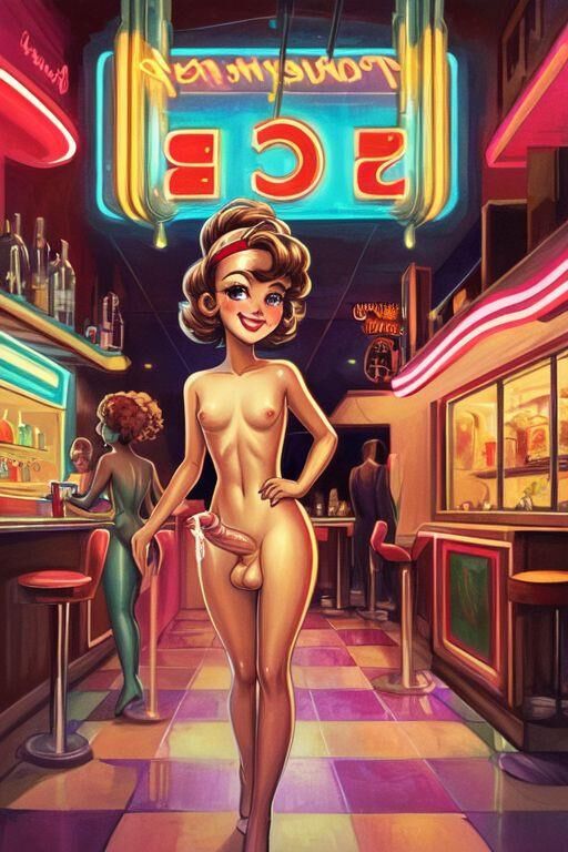 A s style pin up fountain waitress TRANS