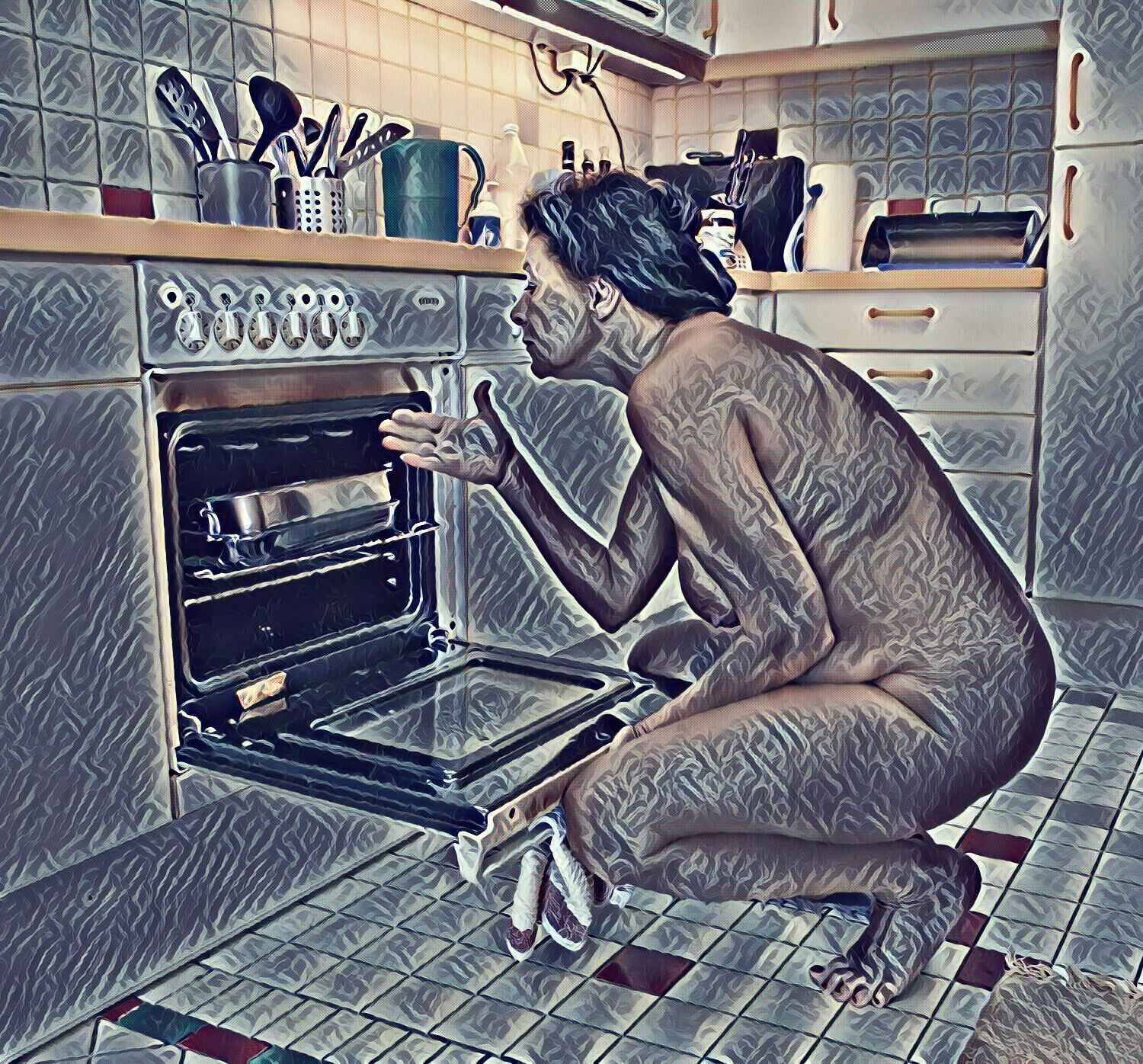 Damas calientes en la cocina