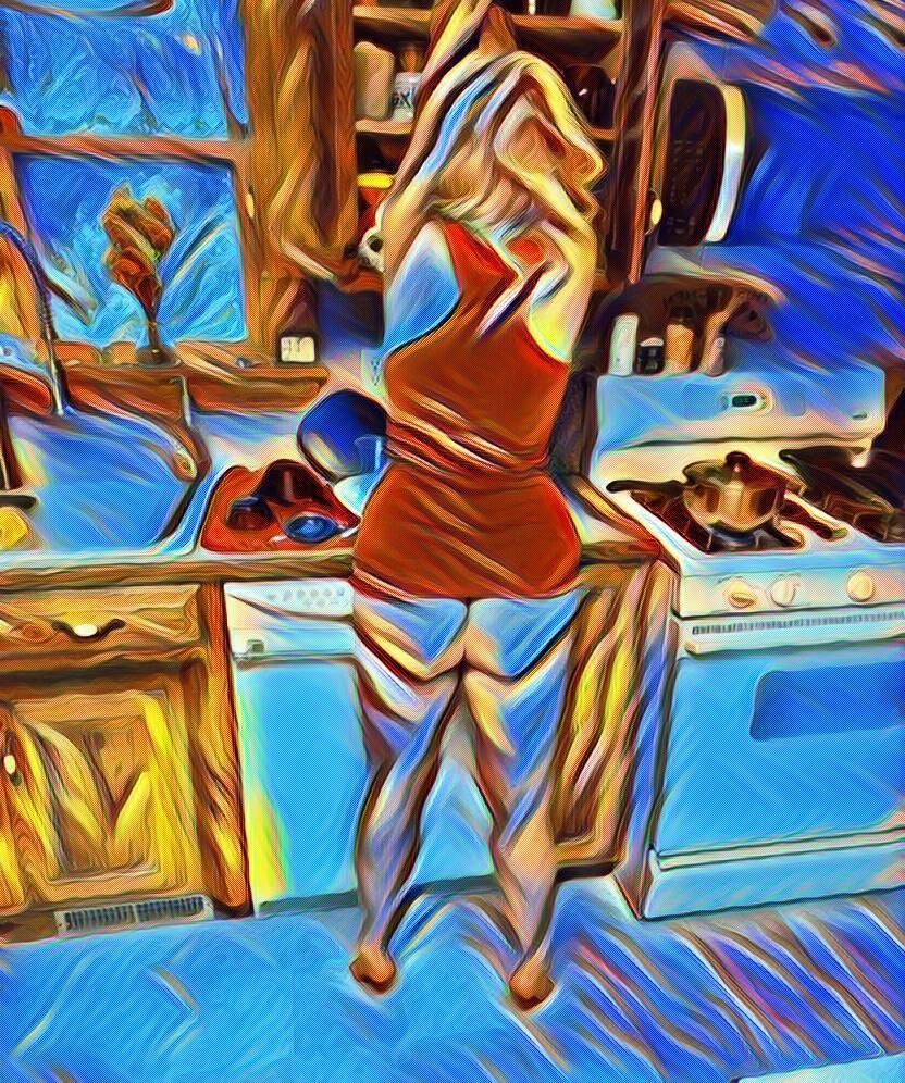 Damas calientes en la cocina
