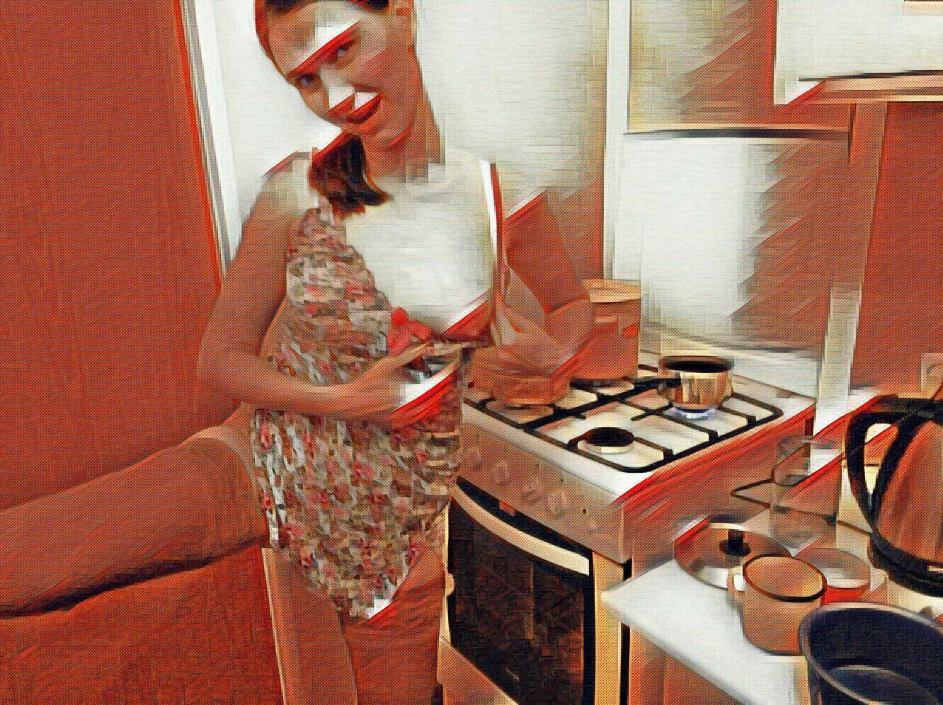 Damas calientes en la cocina