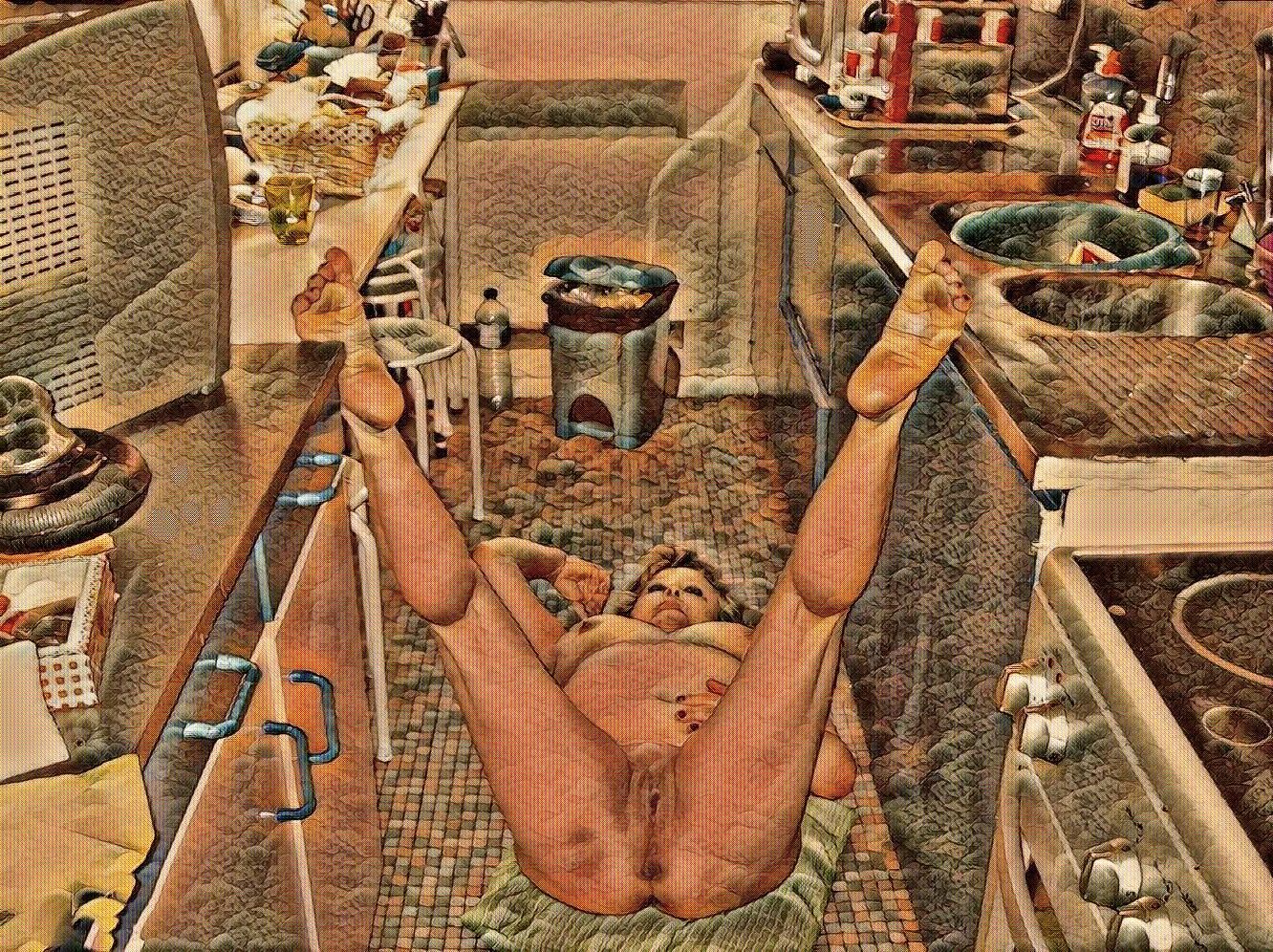 Damas calientes en la cocina